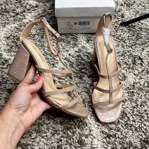 Mata Shoes Nude Croc Paris Heeled Sandals Size 6